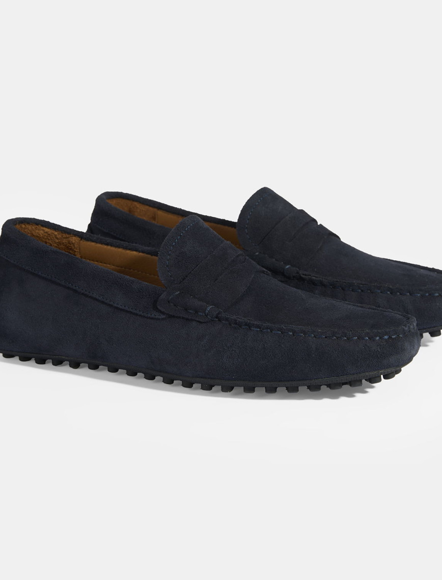 Erkek Lacivert Slip-On Süet Loafer Erkek Lacivert Slip-On Süet Loafer