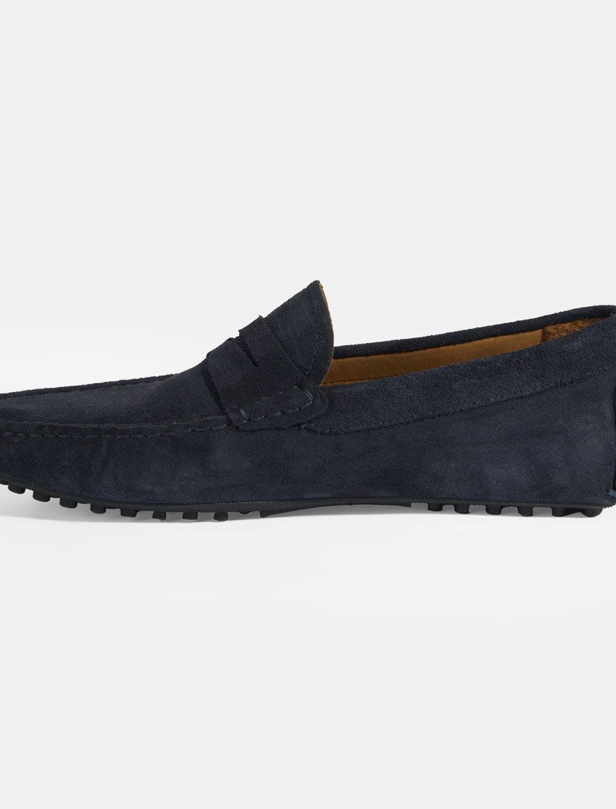 Erkek Lacivert Slip-On Süet Loafer Erkek Lacivert Slip-On Süet Loafer