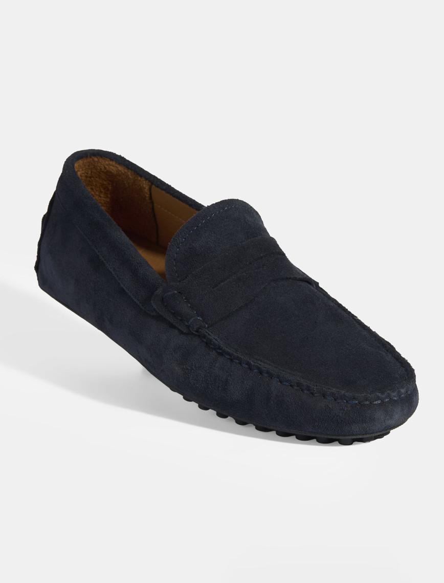 Erkek Lacivert Slip-On Süet Loafer Erkek Lacivert Slip-On Süet Loafer