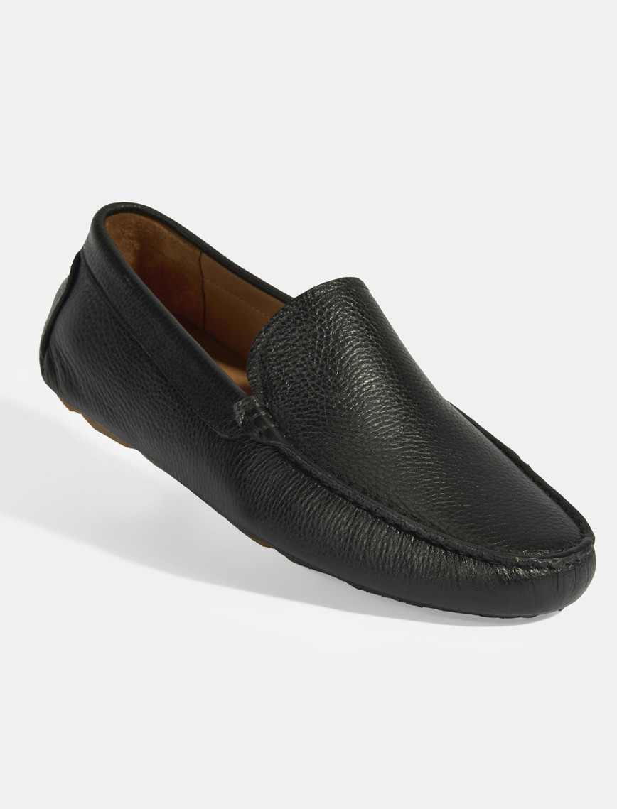 Erkek Siyah Slip-On Deri Loafer Erkek Siyah Slip-On Deri Loafer