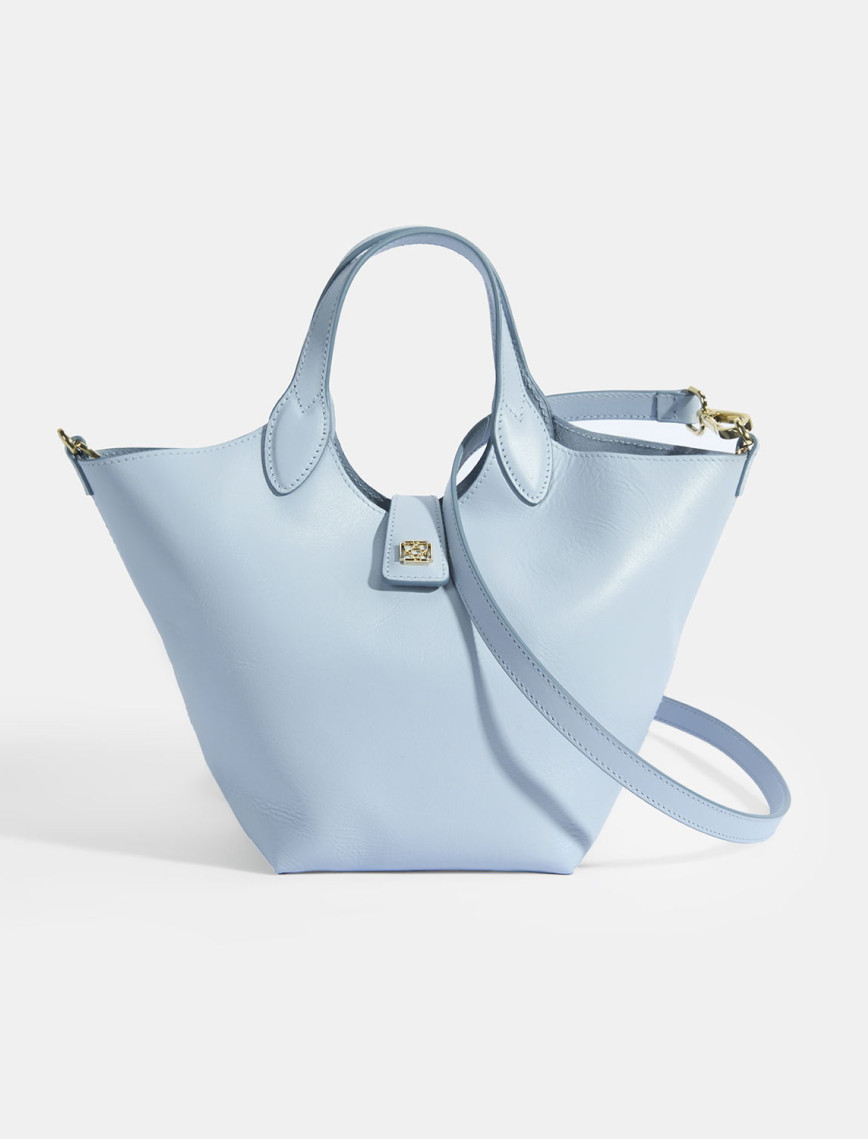 Kadın Mavi Deri Omuz Çantası Kadın Mavi Deri Omuz Çantası