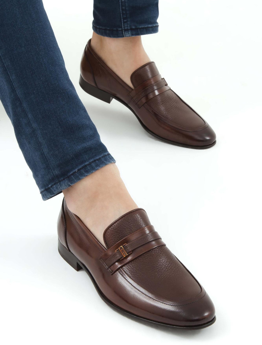 Tamer Tanca Erkek Hakiki Deri Taba Bufalo Makosen Ayakkabı