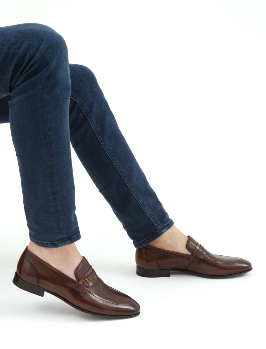 Tamer Tanca Erkek Hakiki Deri Taba Bufalo Makosen Ayakkabı