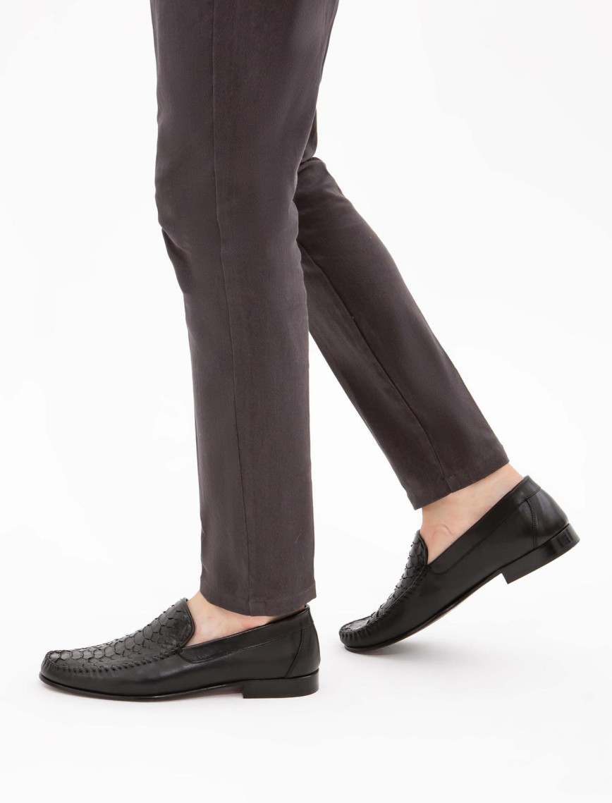 Tamer Tanca Erkek Hakiki Deri Siyah Yılan Loafer Ayakkabı Tamer Tanca Erkek Hakiki Deri Siyah Yılan Loafer Ayakkabı