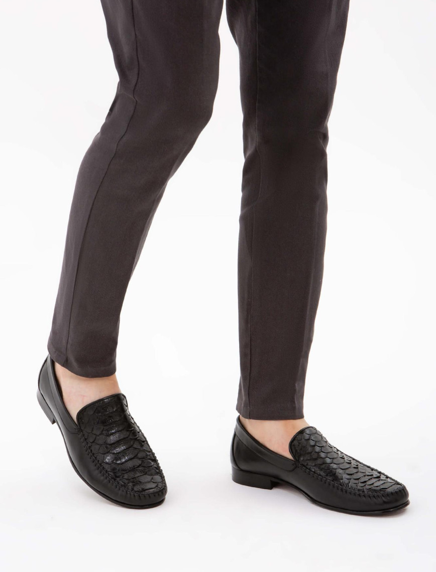 Tamer Tanca Erkek Hakiki Deri Siyah Yılan Loafer Ayakkabı Tamer Tanca Erkek Hakiki Deri Siyah Yılan Loafer Ayakkabı