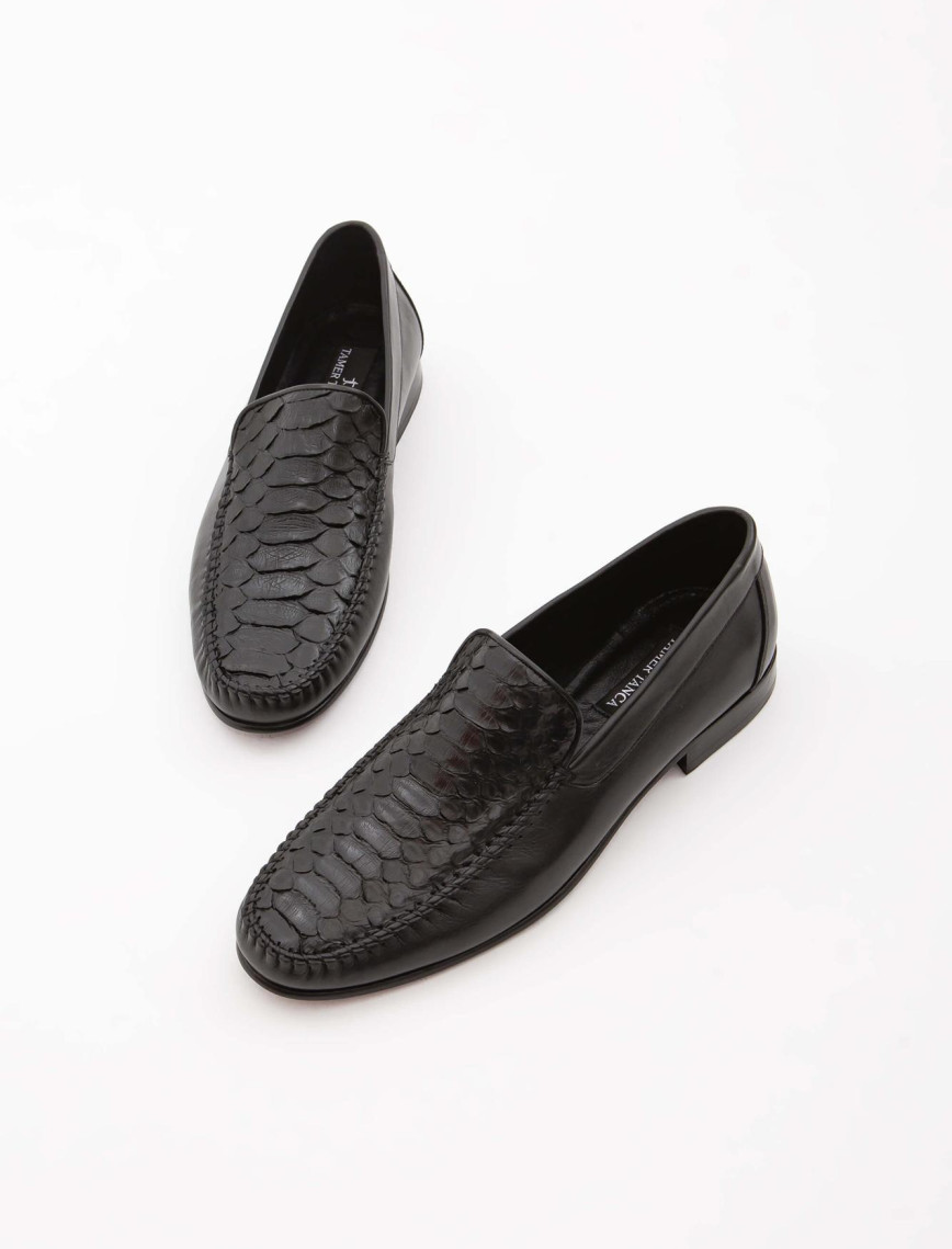Tamer Tanca Erkek Hakiki Deri Siyah Yılan Loafer Ayakkabı Tamer Tanca Erkek Hakiki Deri Siyah Yılan Loafer Ayakkabı