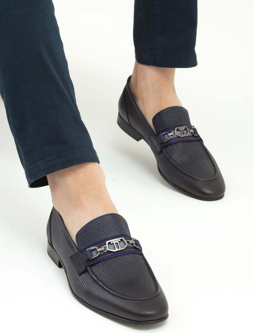 Tamer Tanca Erkek Hakiki Deri Lacivert Klasik Ayakkabı