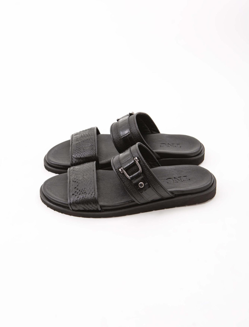 Tamer Tanca Erkek Hakiki Deri Siyah Günlük Terlik Tamer Tanca Erkek Hakiki Deri Siyah Günlük Terlik