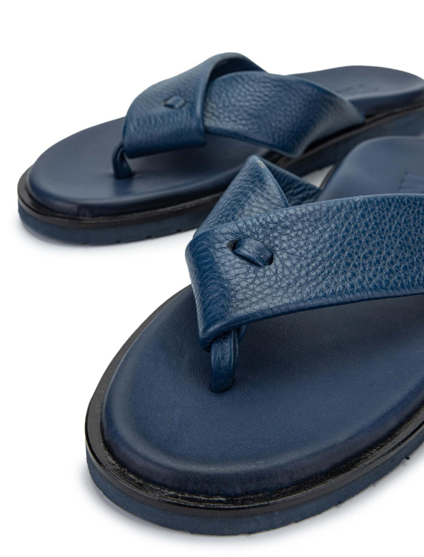 Tamer Tanca Erkek Hakiki Deri Mavi Terlik Tamer Tanca Erkek Hakiki Deri Mavi Terlik