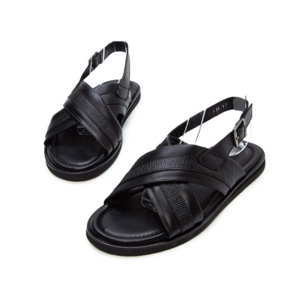 Tamer Tanca Erkek Hakiki Deri Siyah Düz Sandalet Tamer Tanca Erkek Hakiki Deri Siyah Düz Sandalet