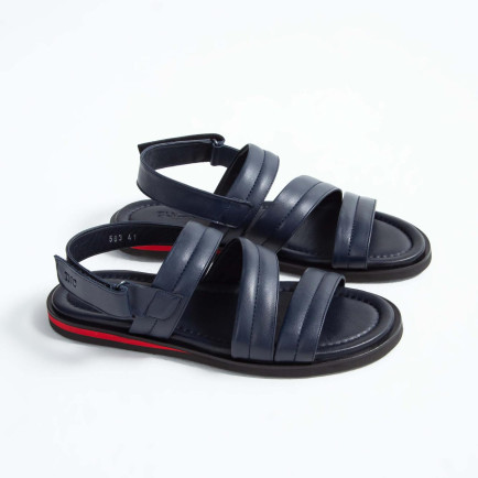 Tamer Tanca Erkek Hakiki Deri Lacivert Düz Sandalet Tamer Tanca Erkek Hakiki Deri Lacivert Düz Sandalet