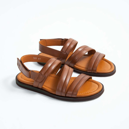 Tamer Tanca Erkek Hakiki Deri Taba Düz Sandalet Tamer Tanca Erkek Hakiki Deri Taba Düz Sandalet