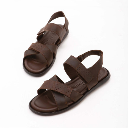 Tamer Tanca Erkek Hakiki Deri Kahverengi Günlük Sandalet Tamer Tanca Erkek Hakiki Deri Kahverengi Günlük Sandalet