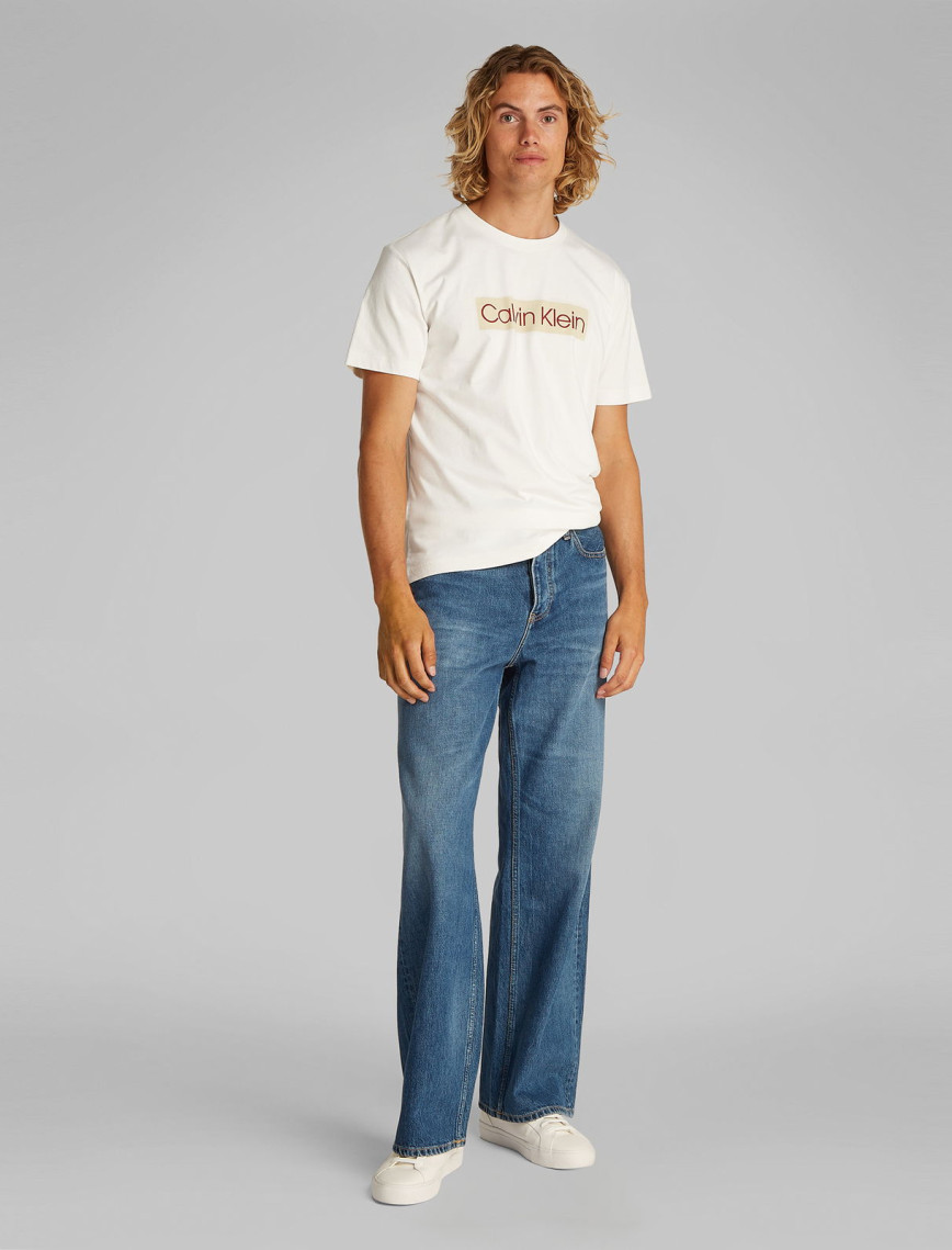 Calvin Klein Label Print Erkek Beyaz T-Shirt Calvin Klein Label Print Erkek Beyaz T-Shirt