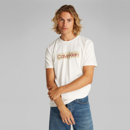 Calvin Klein Label Print Erkek Beyaz T-Shirt Calvin Klein Label Print Erkek Beyaz T-Shirt