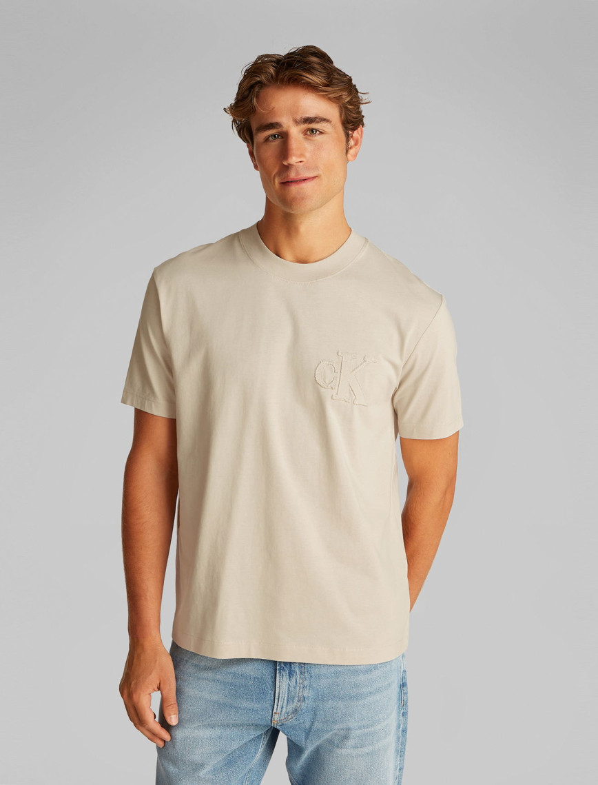 Calvin Klein Applique Erkek Bej T-Shirt Calvin Klein Applique Erkek Bej T-Shirt