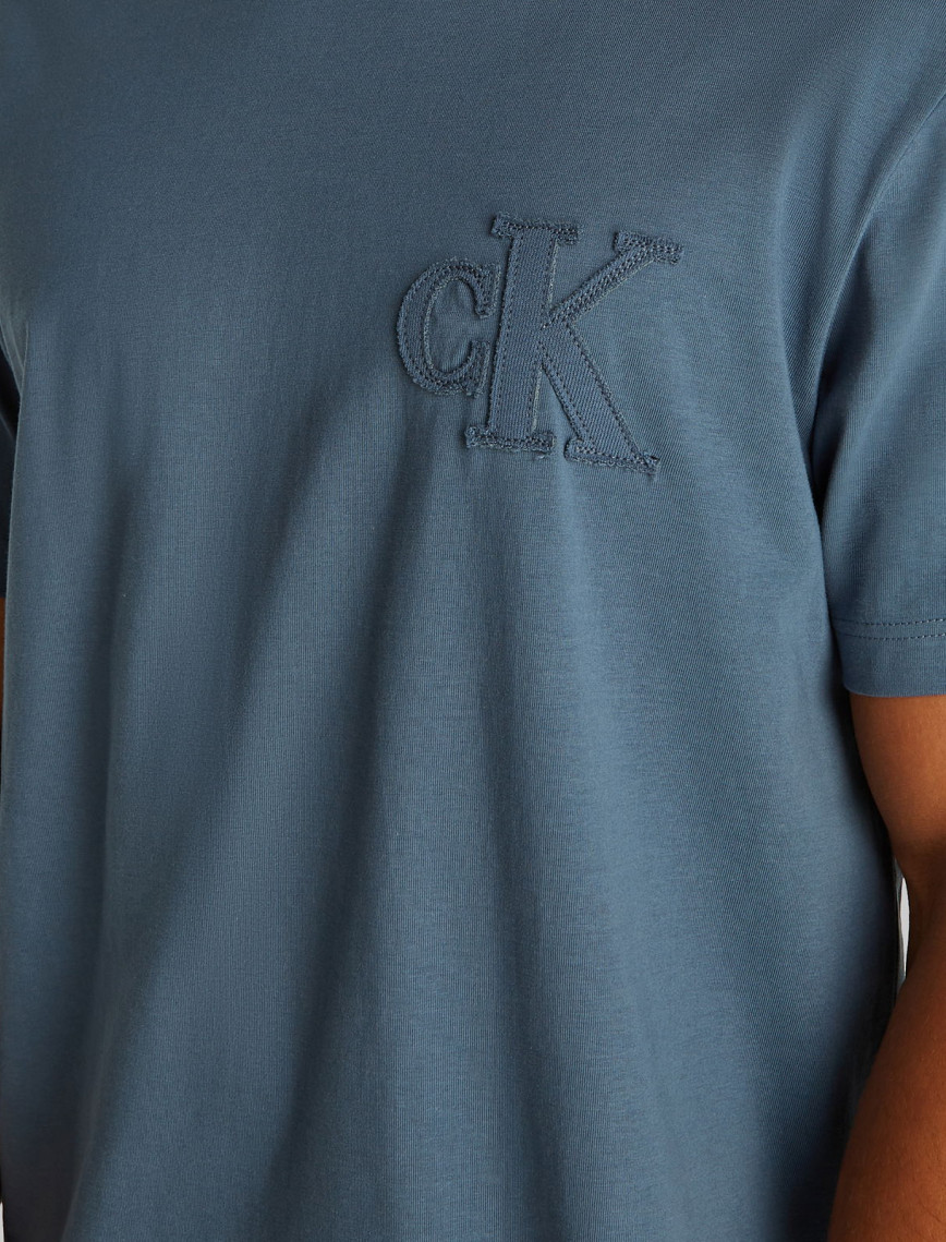 Calvin Klein Applique Erkek Mavi T-Shirt Calvin Klein Applique Erkek Mavi T-Shirt