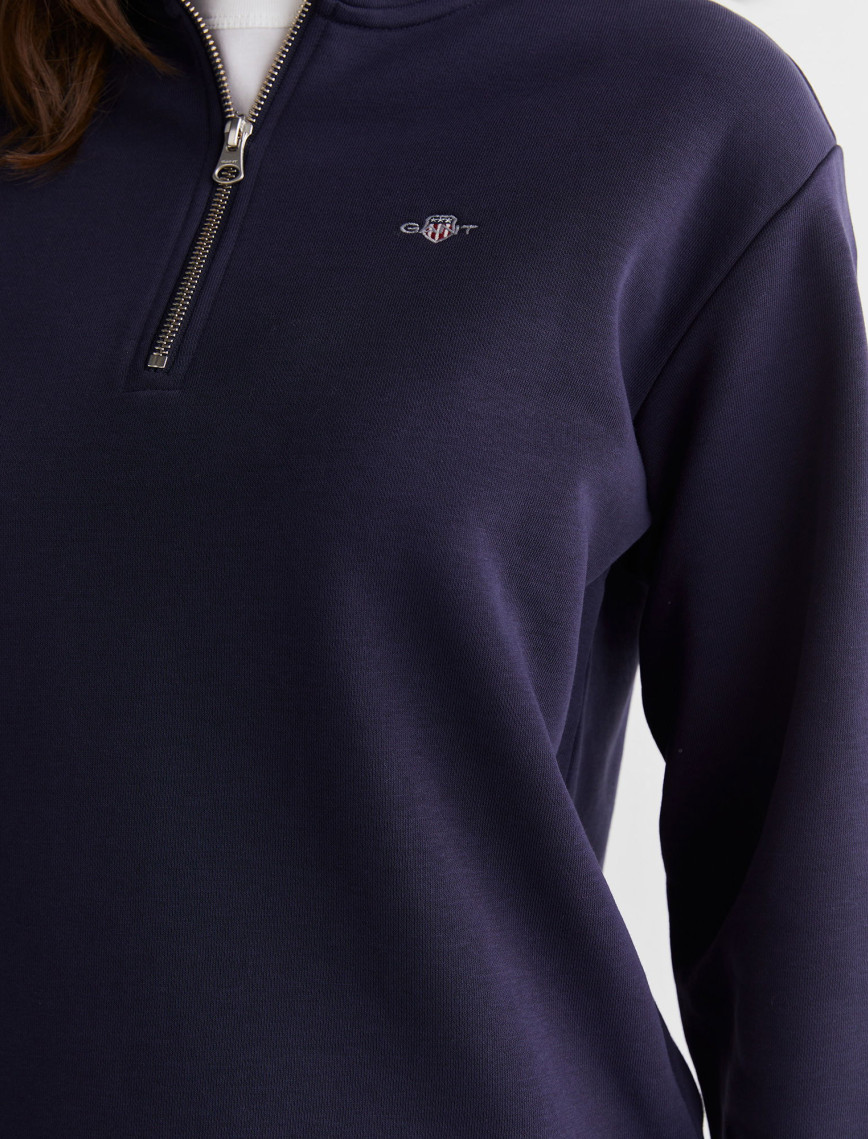 GANT Kadın Lacivert Relaxed Fit Yarım Fermuarlı Sweatshirt GANT Kadın Lacivert Relaxed Fit Yarım Fermuarlı Sweatshirt