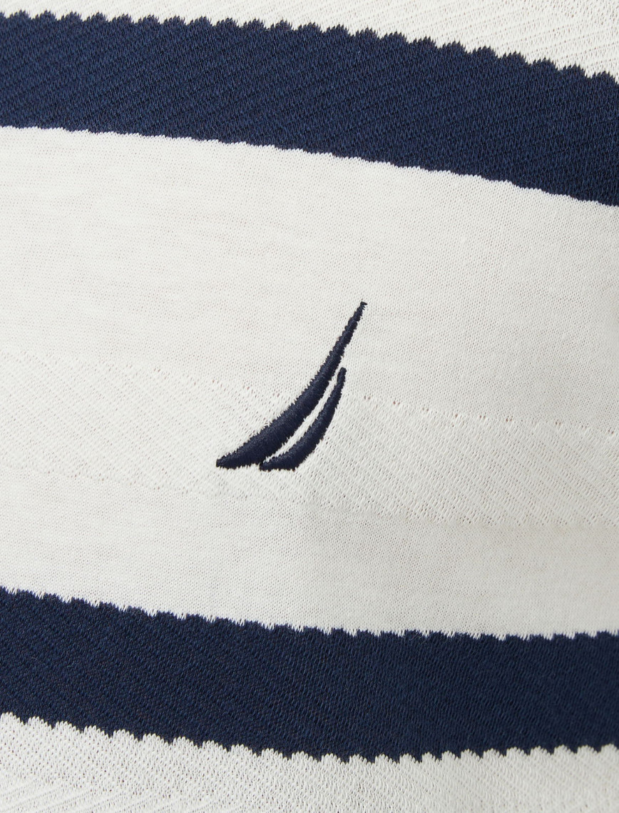 Nautica Erkek Krem Regular Fit Çizgili T-Shirt Nautica Erkek Krem Regular Fit Çizgili T-Shirt