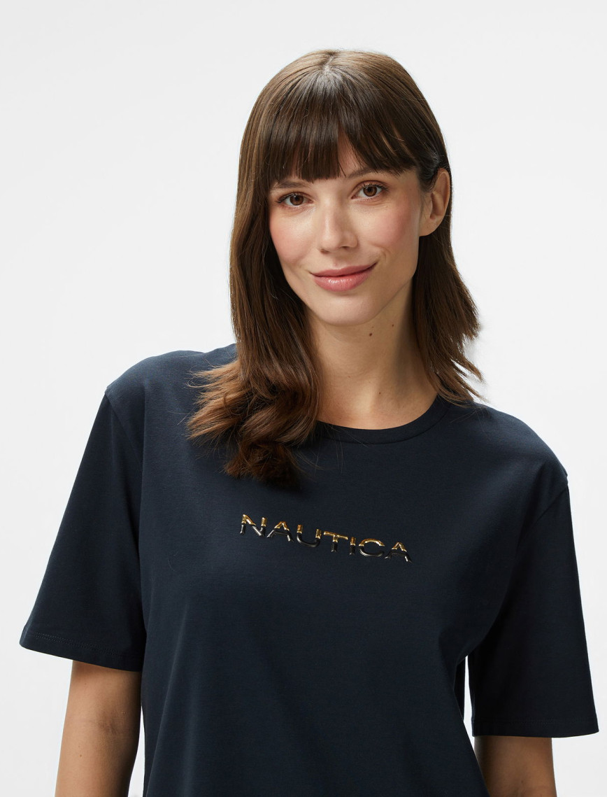 Nautica Kadın Siyah Regular Fit Baskılı T-Shirt Nautica Kadın Siyah Regular Fit Baskılı T-Shirt