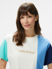 Nautica Kadın Mavi Regular Fit Renk Bloklu T-Shirt Nautica Kadın Mavi Regular Fit Renk Bloklu T-Shirt