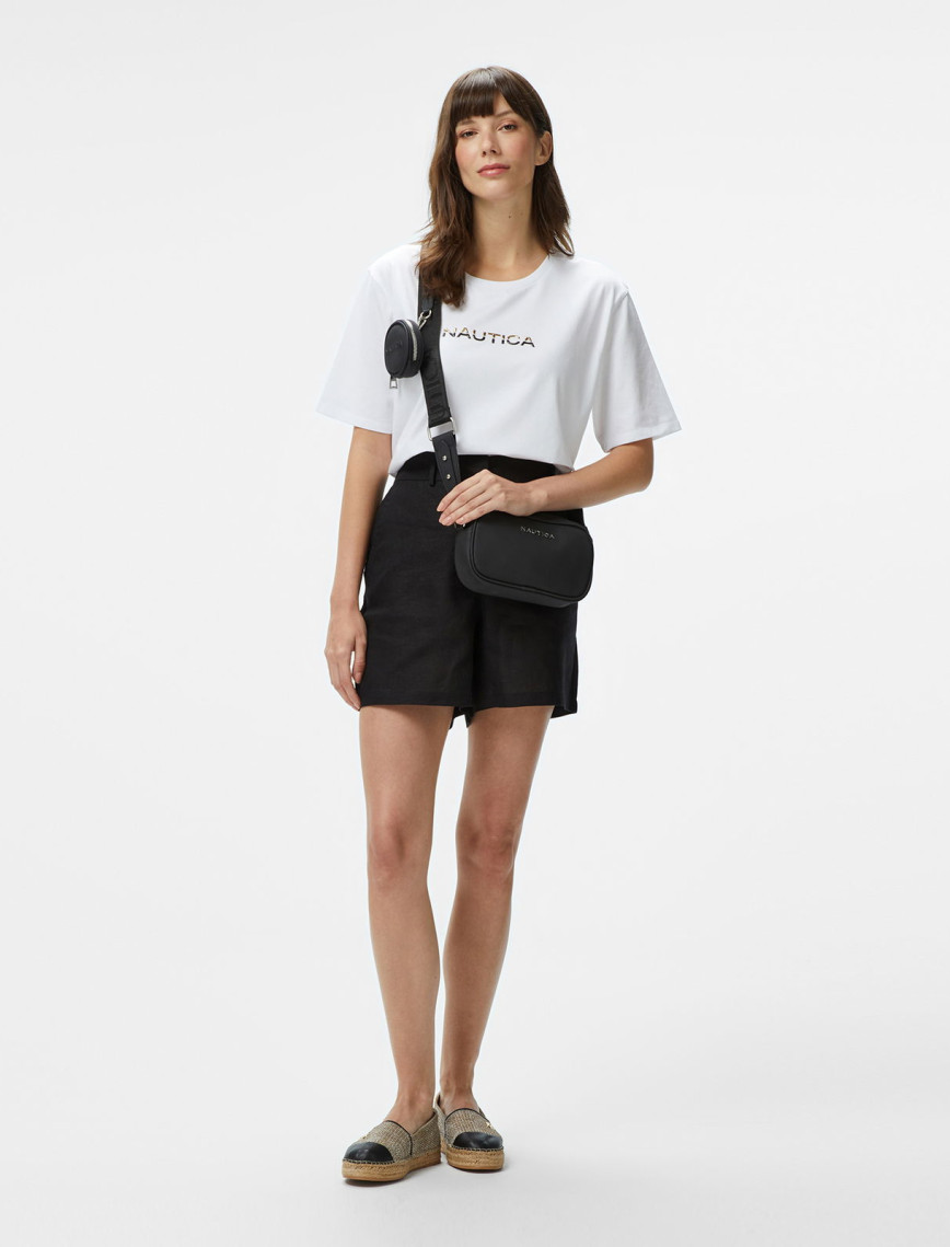 Nautica Kadın Beyaz Regular Fit Baskılı T-Shirt Nautica Kadın Beyaz Regular Fit Baskılı T-Shirt