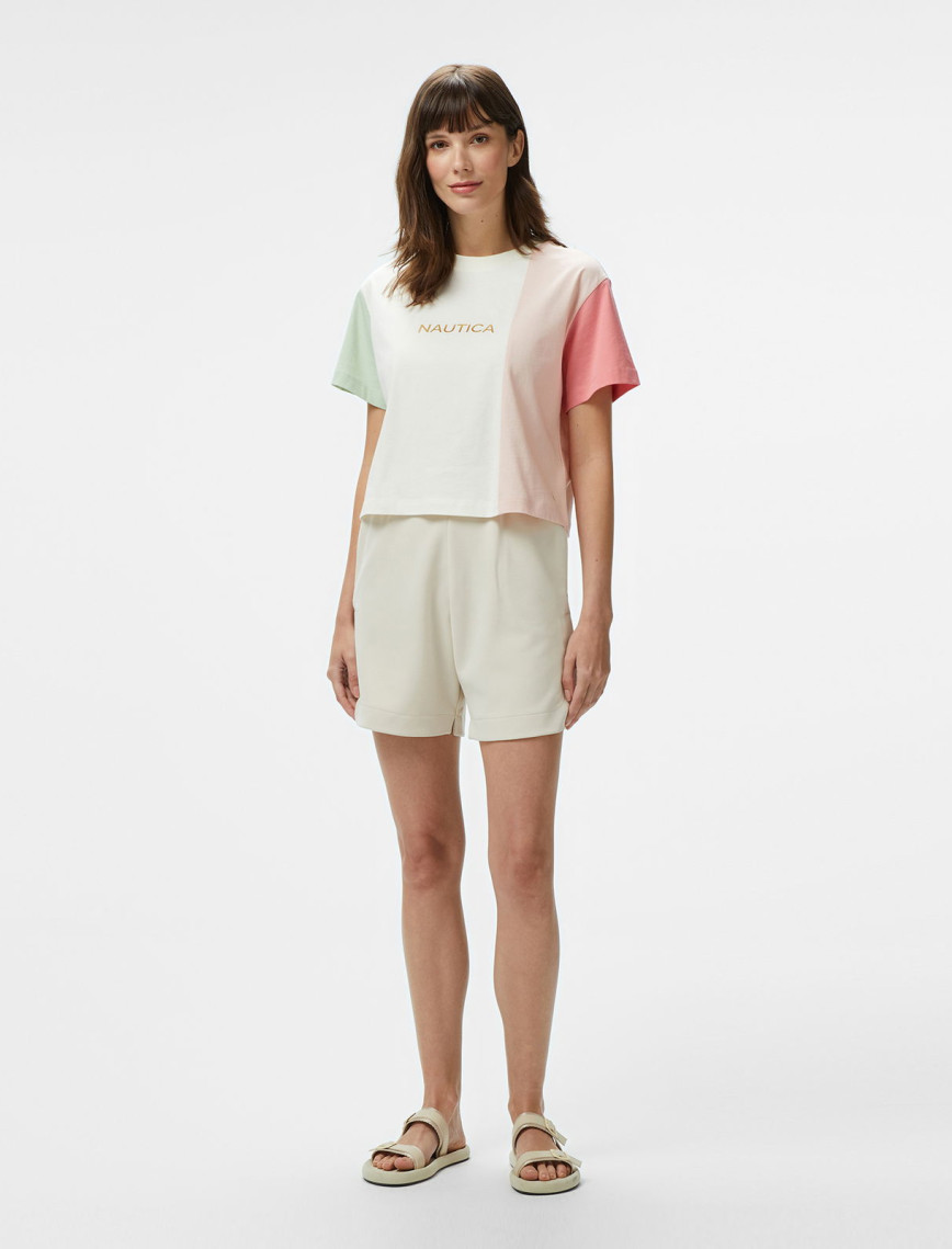 Nautica Kadın Pembe Regular Fit Renk Bloklu T-Shirt Nautica Kadın Pembe Regular Fit Renk Bloklu T-Shirt