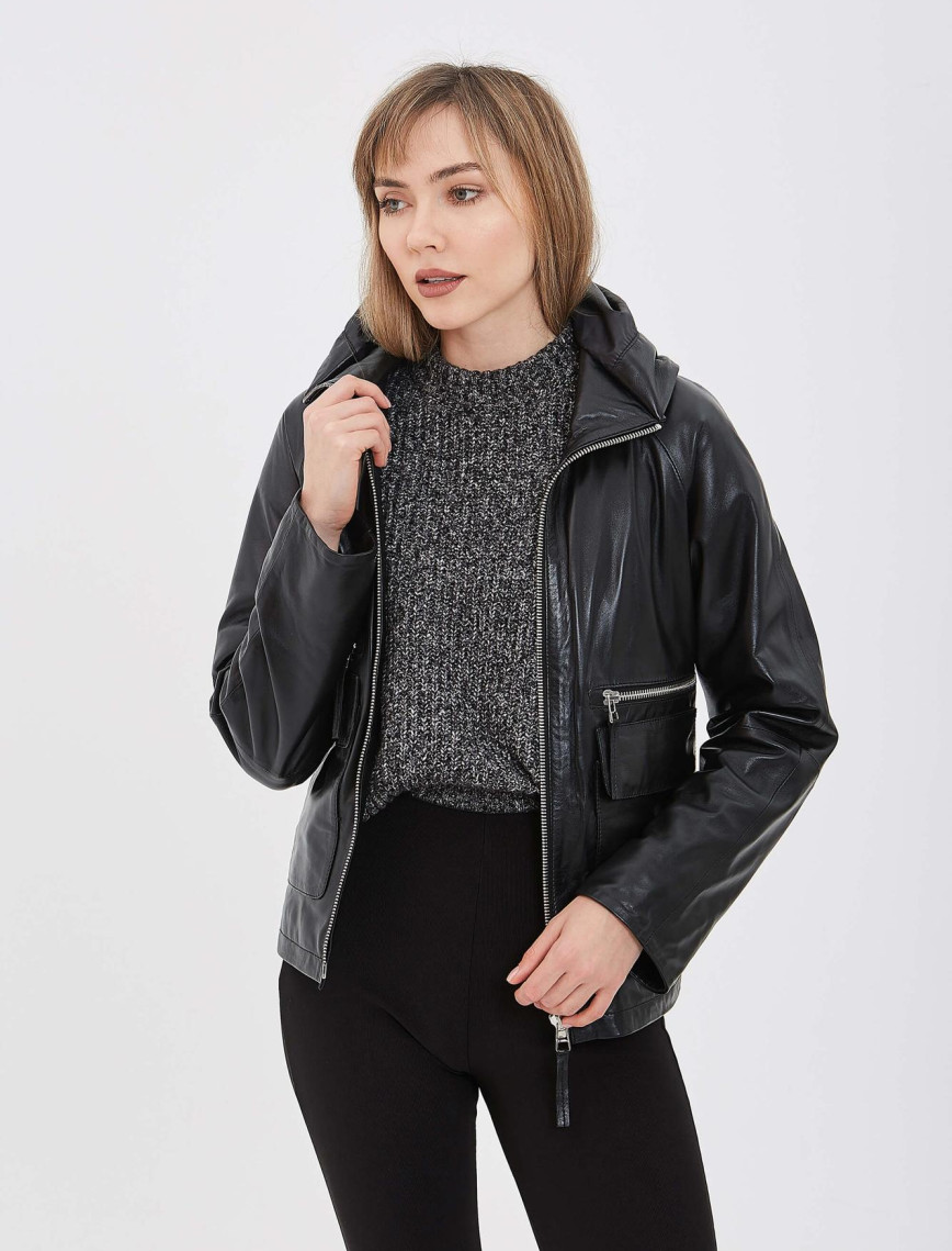 Tamer Tanca Kadın Hakiki Deri Siyah Deri Mont Tamer Tanca Kadın Hakiki Deri Siyah Deri Mont