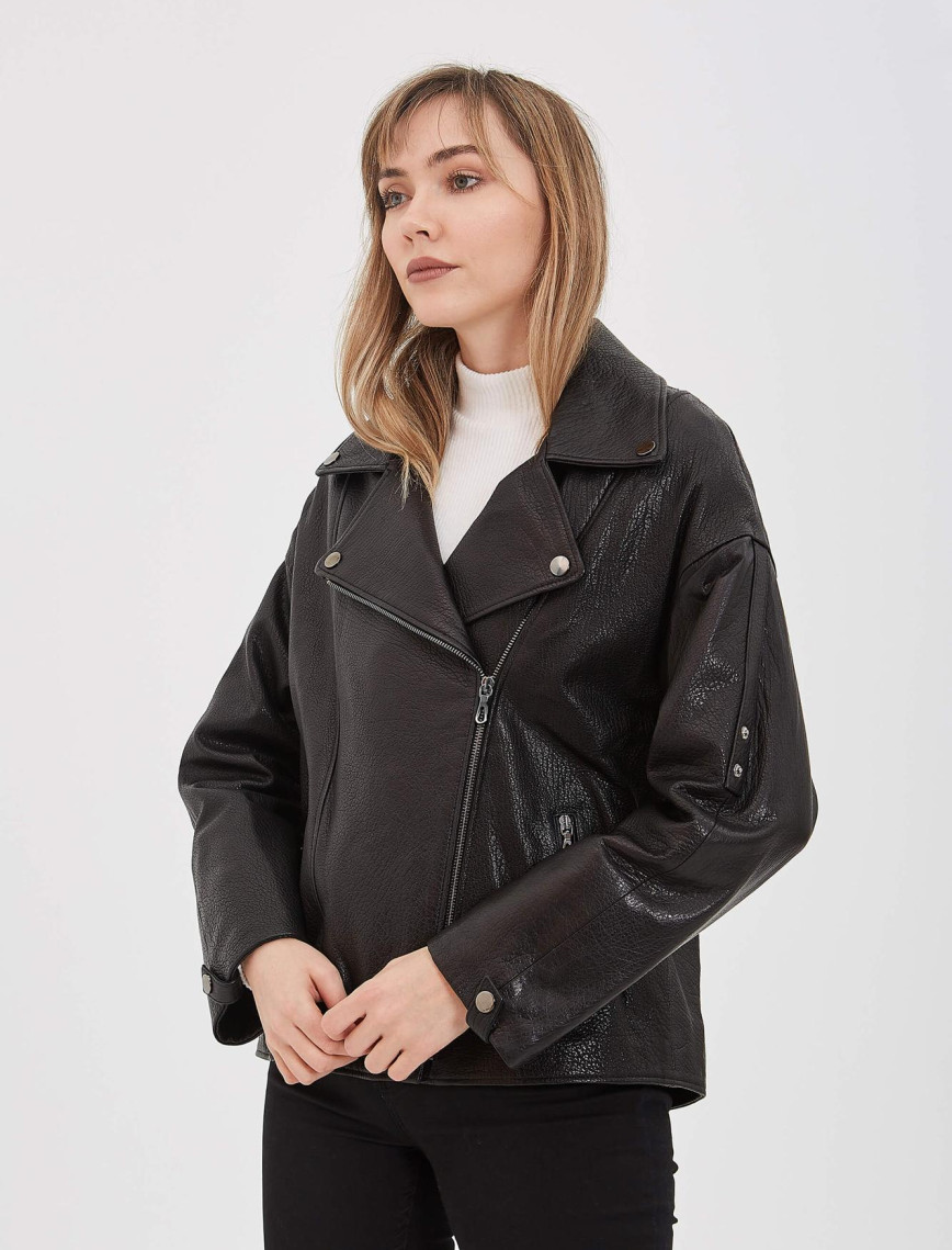 Tamer Tanca Kadın Hakiki Deri Siyah Deri Mont Tamer Tanca Kadın Hakiki Deri Siyah Deri Mont