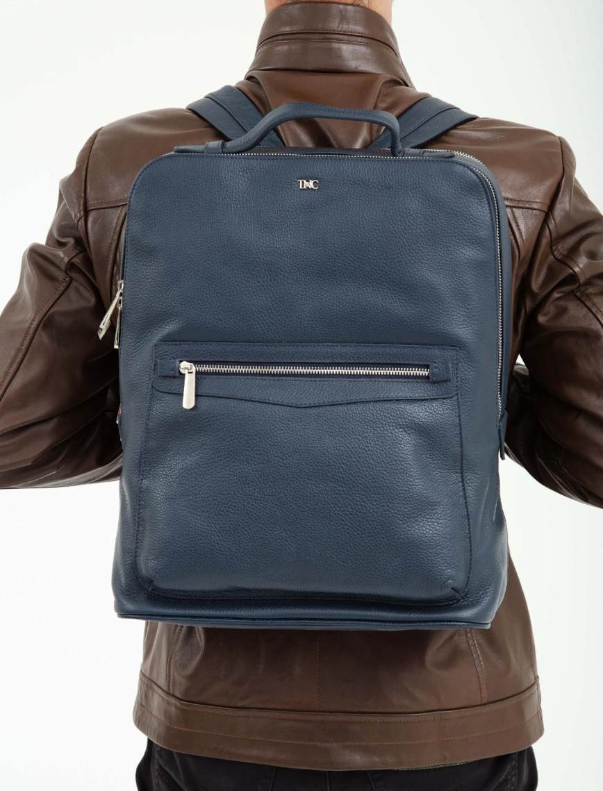 Tamer Tanca Erkek Hakiki Deri Lacivert Sırt Çantası
