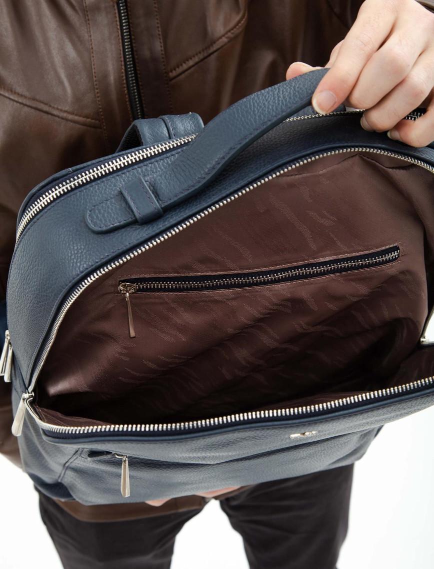 Tamer Tanca Erkek Hakiki Deri Lacivert Sırt Çantası