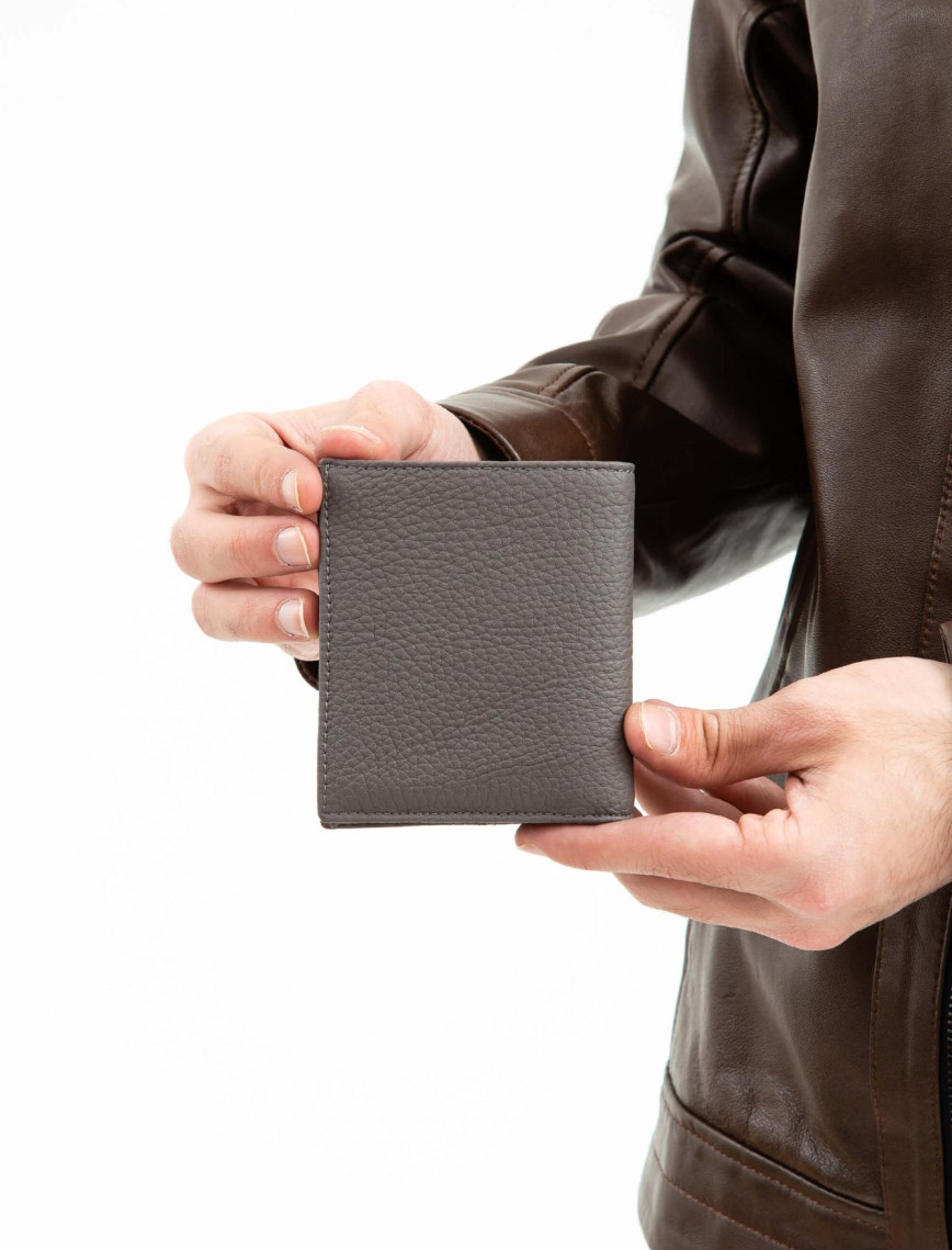 Tamer Tanca Erkek Hakiki Deri Gri Cüzdan Cuzdan