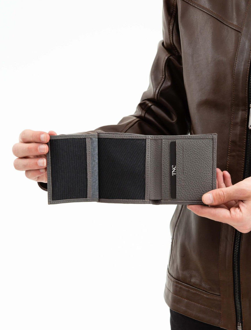 Tamer Tanca Erkek Hakiki Deri Gri Cüzdan Cuzdan