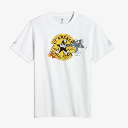 Converse X Tom & Jerry Unisex Beyaz T-Shirt Converse X Tom & Jerry Unisex Beyaz T-Shirt