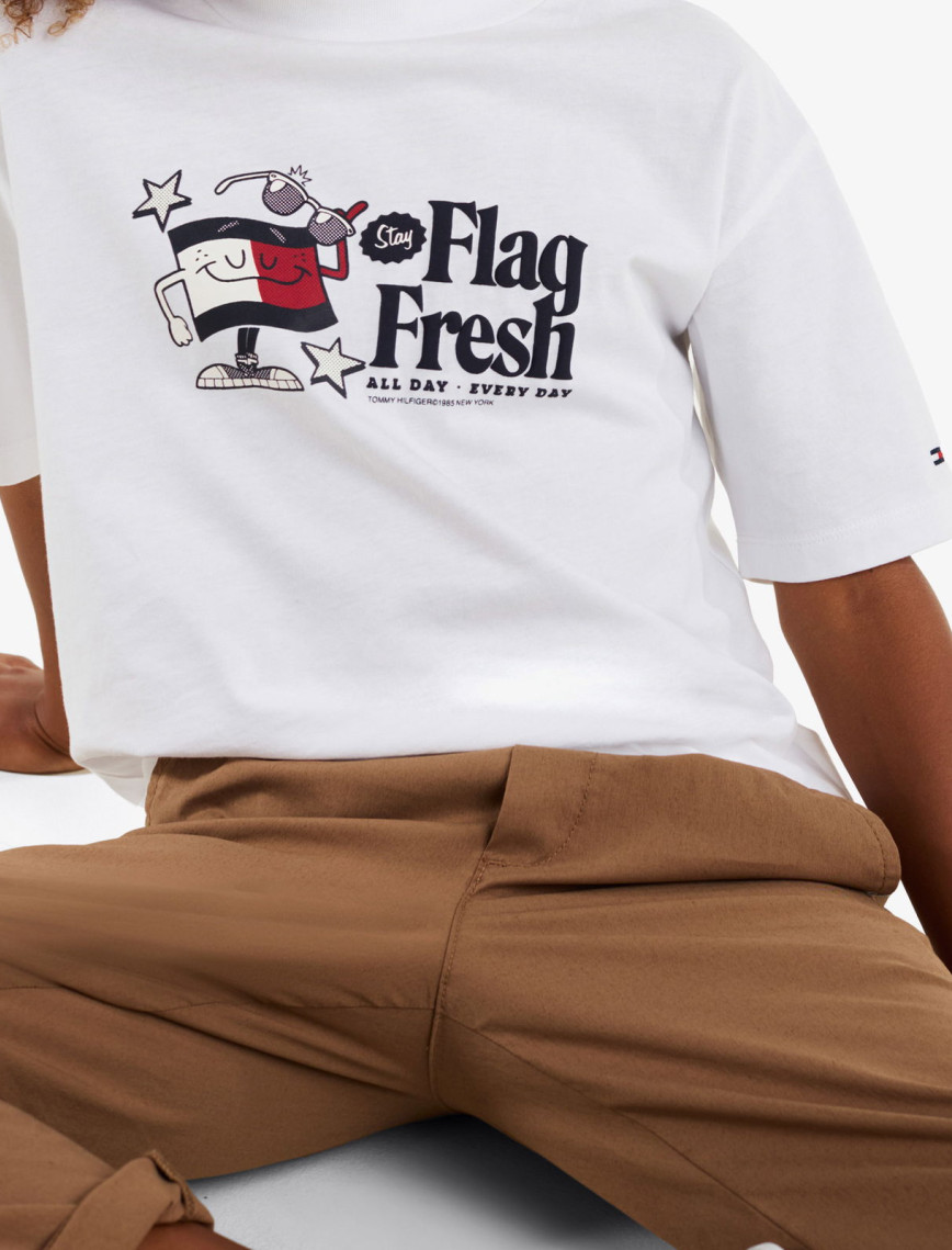 Tommy Jeans Flag Fresh Çocuk Beyaz T-Shirt Tommy Jeans Flag Fresh Çocuk Beyaz T-Shirt