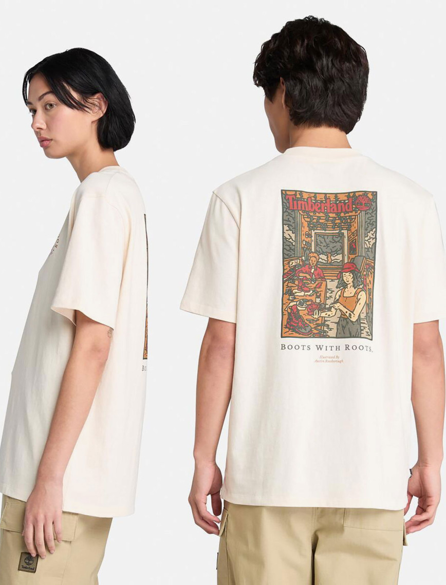 Timberland Washed Boot Lab Back Graphic Unisex Beyaz T-Shirt Timberland Washed Boot Lab Back Graphic Unisex Beyaz T-Shirt