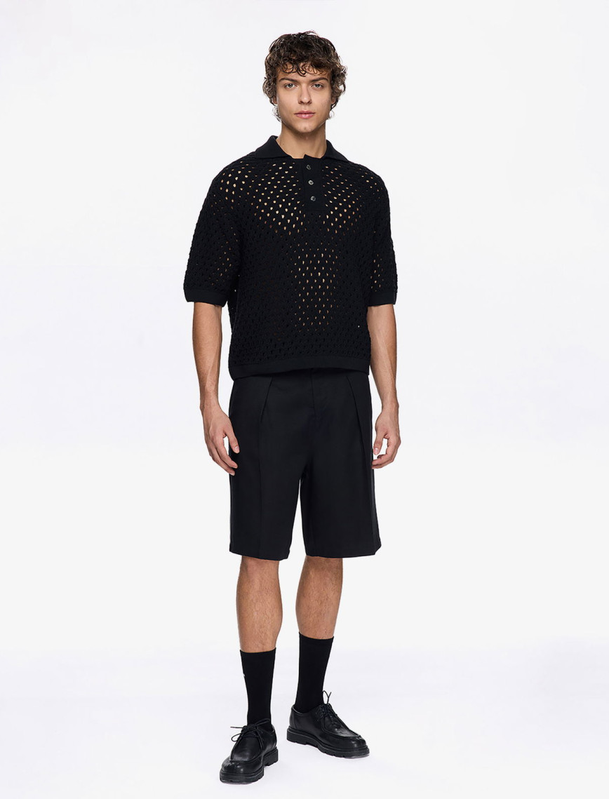 Les Benjamins Classic Knit 405 Erkek Siyah Polo Les Benjamins Classic Knit 405 Erkek Siyah Polo