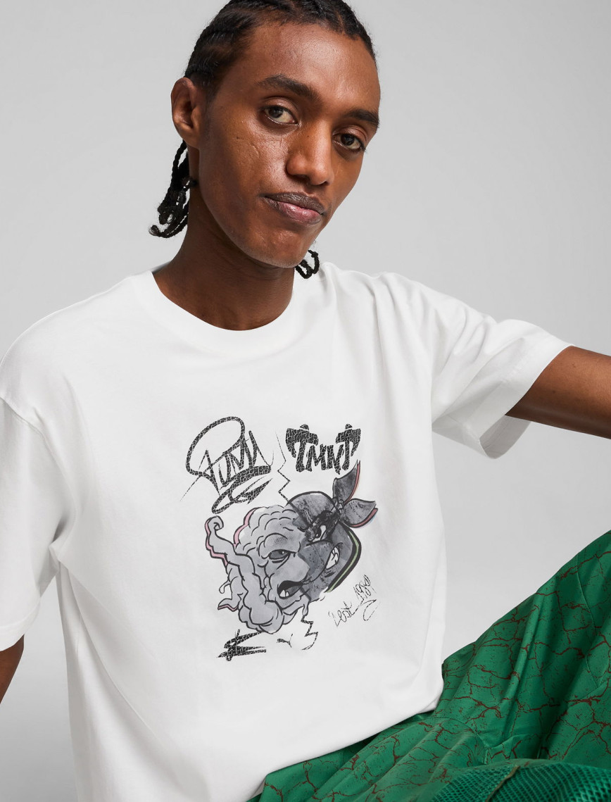 Puma X TMNT Relaxed Graphic Erkek Beyaz T-Shirt Puma X TMNT Relaxed Graphic Erkek Beyaz T-Shirt