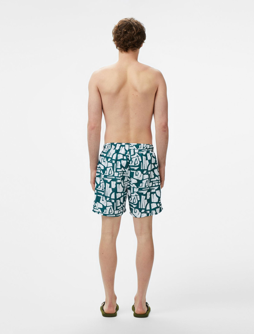 Nautica Erkek Yeşil Regular Fit Desenli Mayo Şort