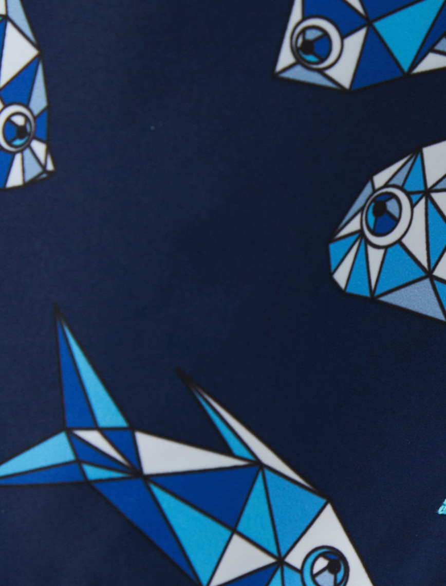 Nautica Erkek Lacivert Regular Fit Desenli Mayo Şort