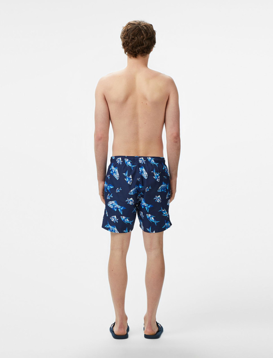 Nautica Erkek Lacivert Regular Fit Desenli Mayo Şort