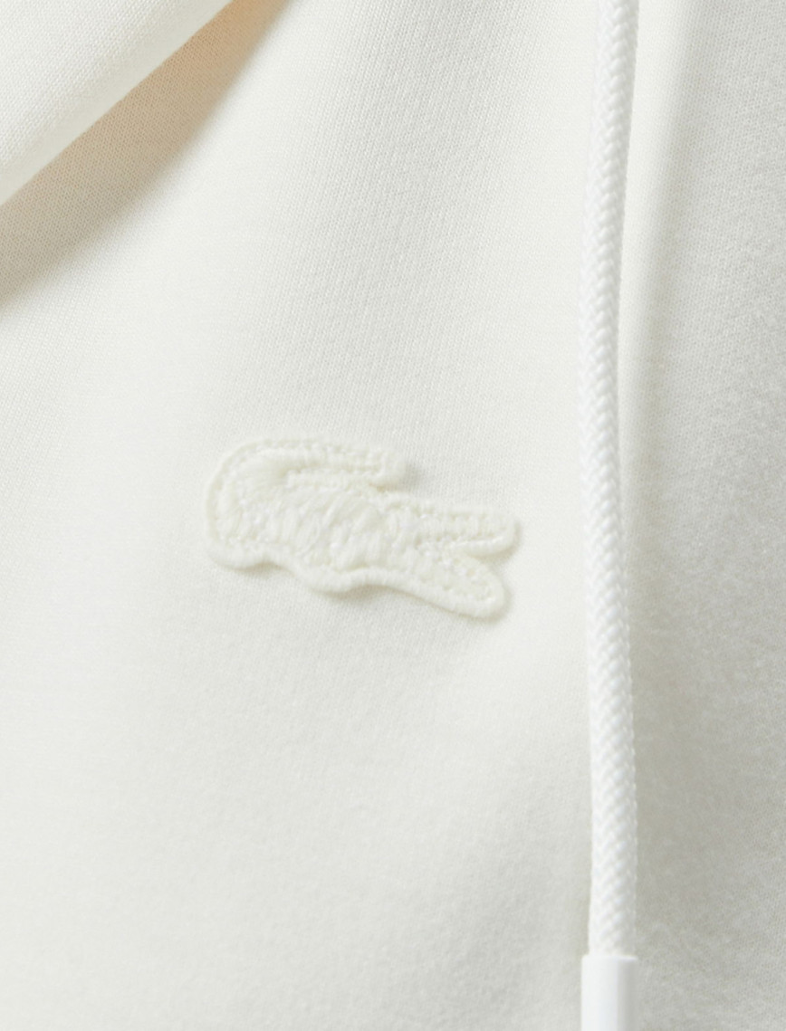 Lacoste Kadın Crop Fit Fermuarlı Renk Bloklu Beyaz Sweatshirt