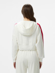 Lacoste Kadın Crop Fit Fermuarlı Renk Bloklu Beyaz Sweatshirt
