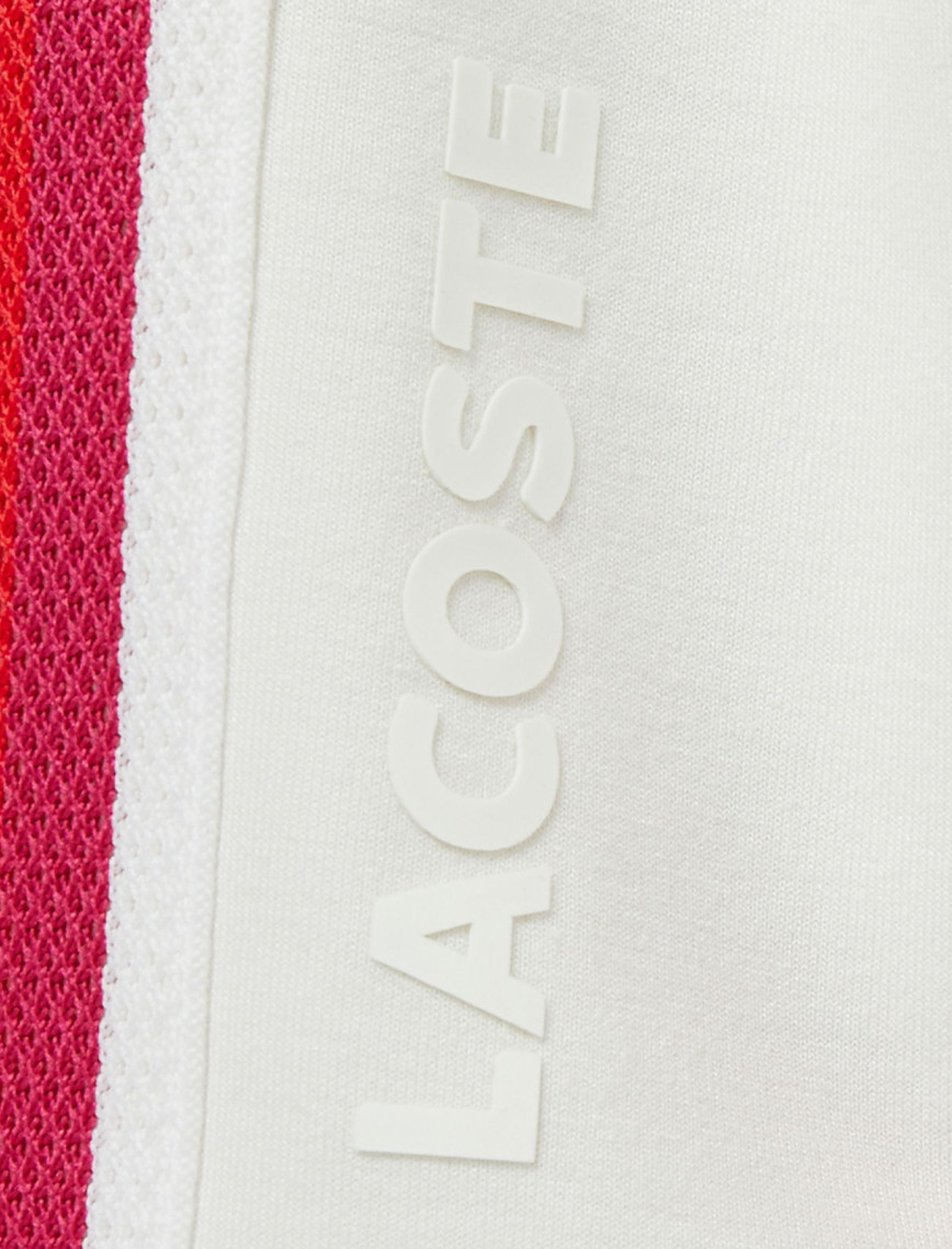 Lacoste Kadın Crop Fit Fermuarlı Renk Bloklu Beyaz Sweatshirt