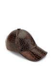 Tamer Tanca Erkek Hakiki Deri Kahverengi Kroko Beyzbol Şapka