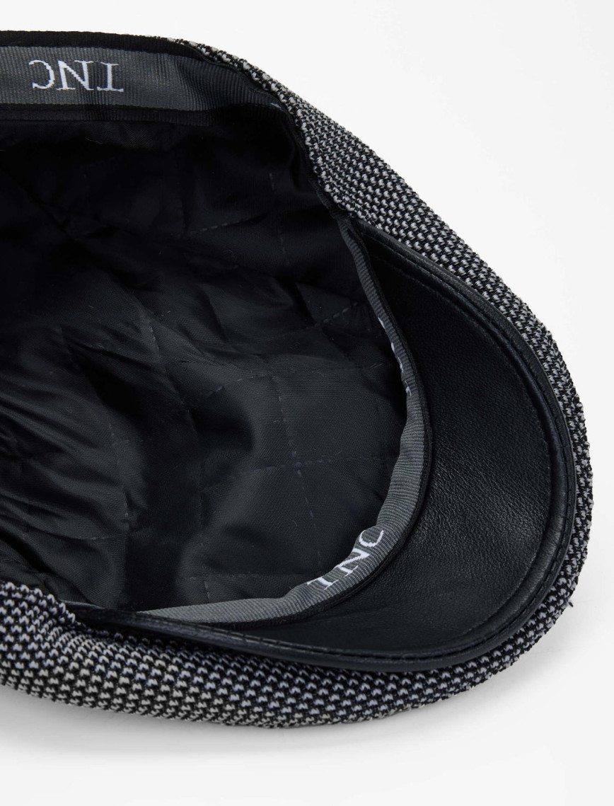 Tamer Tanca Erkek Deri & Tekstil Siyah Kasket Şapka