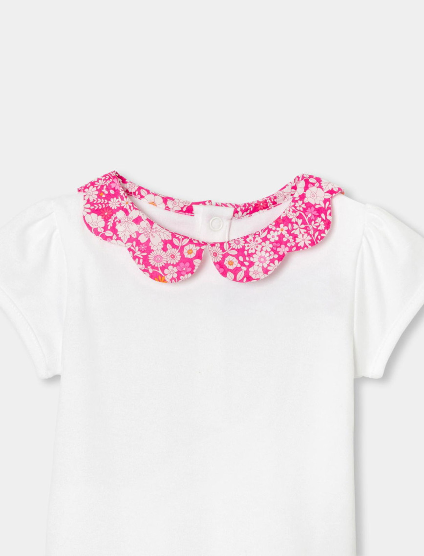 Jacadi Paris Kız Bebek Çiçek Yaka Kısa Kollu Body Jacadi Paris Kız Bebek Çiçek Yaka Kısa Kollu Body