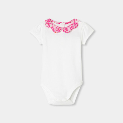 Jacadi Paris Kız Bebek Çiçek Yaka Kısa Kollu Body