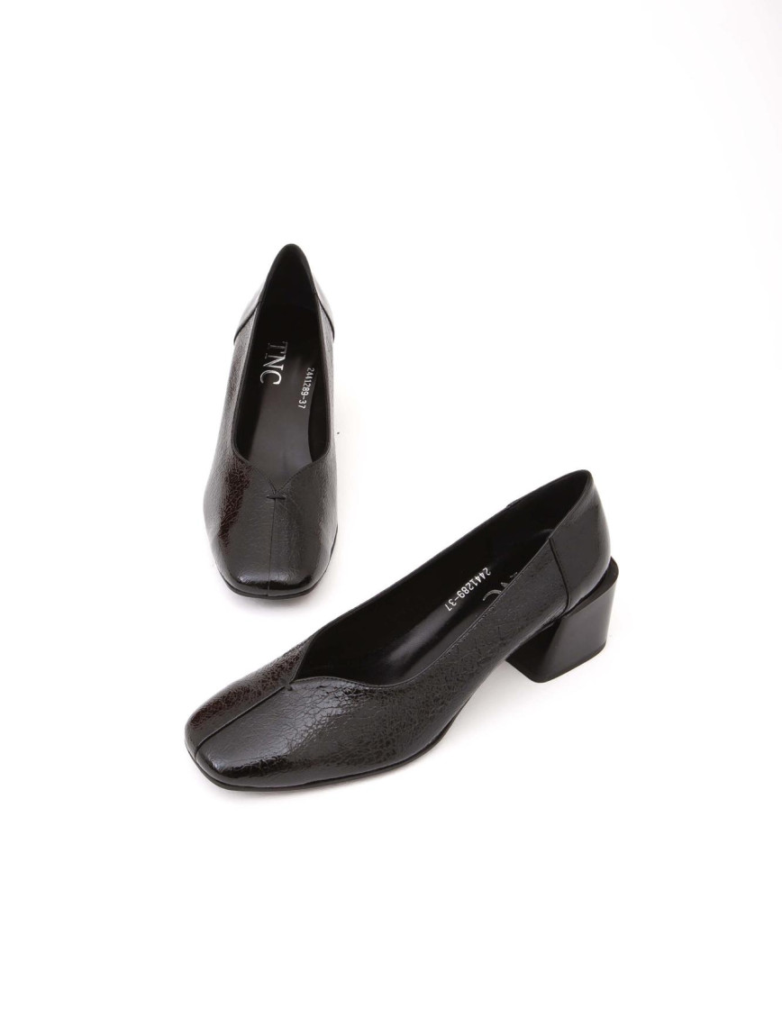 Tamer Tanca Kadın Hakiki Deri Siyah Rugan GOVA Ayakkabı