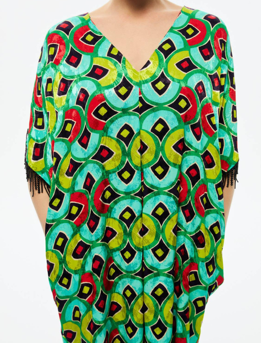 Desenli Dökümlü Kaftan Desenli Dökümlü Kaftan